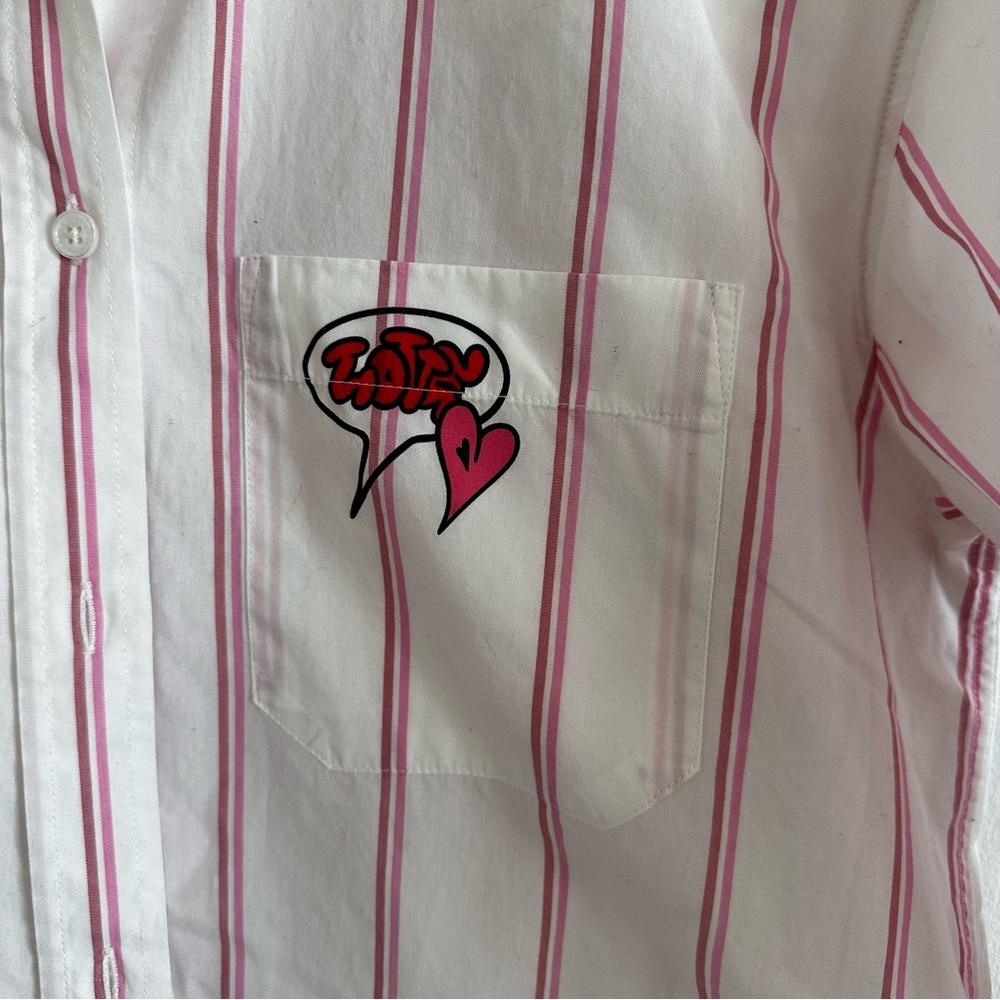 Zadig and Voltaire Tais Pop Raye Brod Shirt in vieux rose medium - Picture 4 of 9